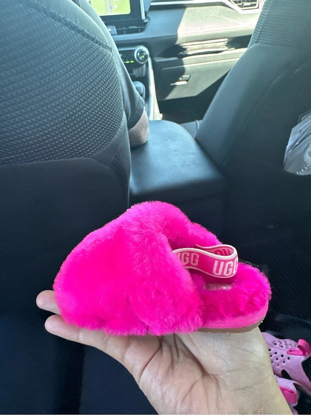 Baby UGG Fluff Yeah Slide Fuzzy Slippers Pink
